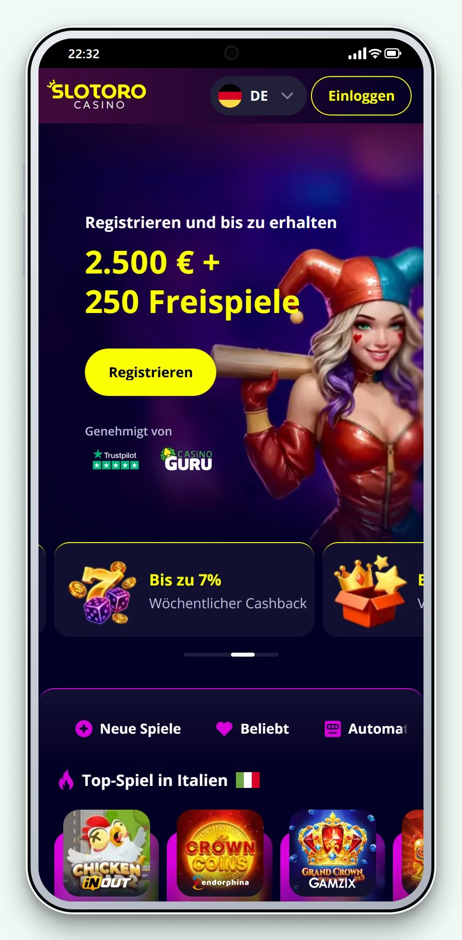 casino mit astropay: Slotoro mobile Version, Lobby