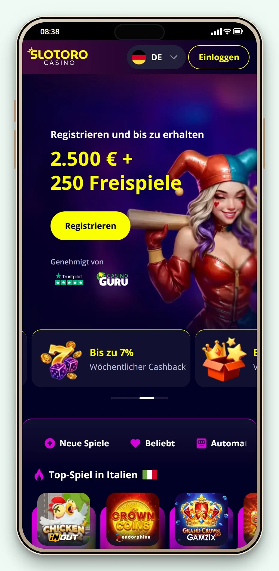 astropay casino: Slotoro mobile Version, Lobby