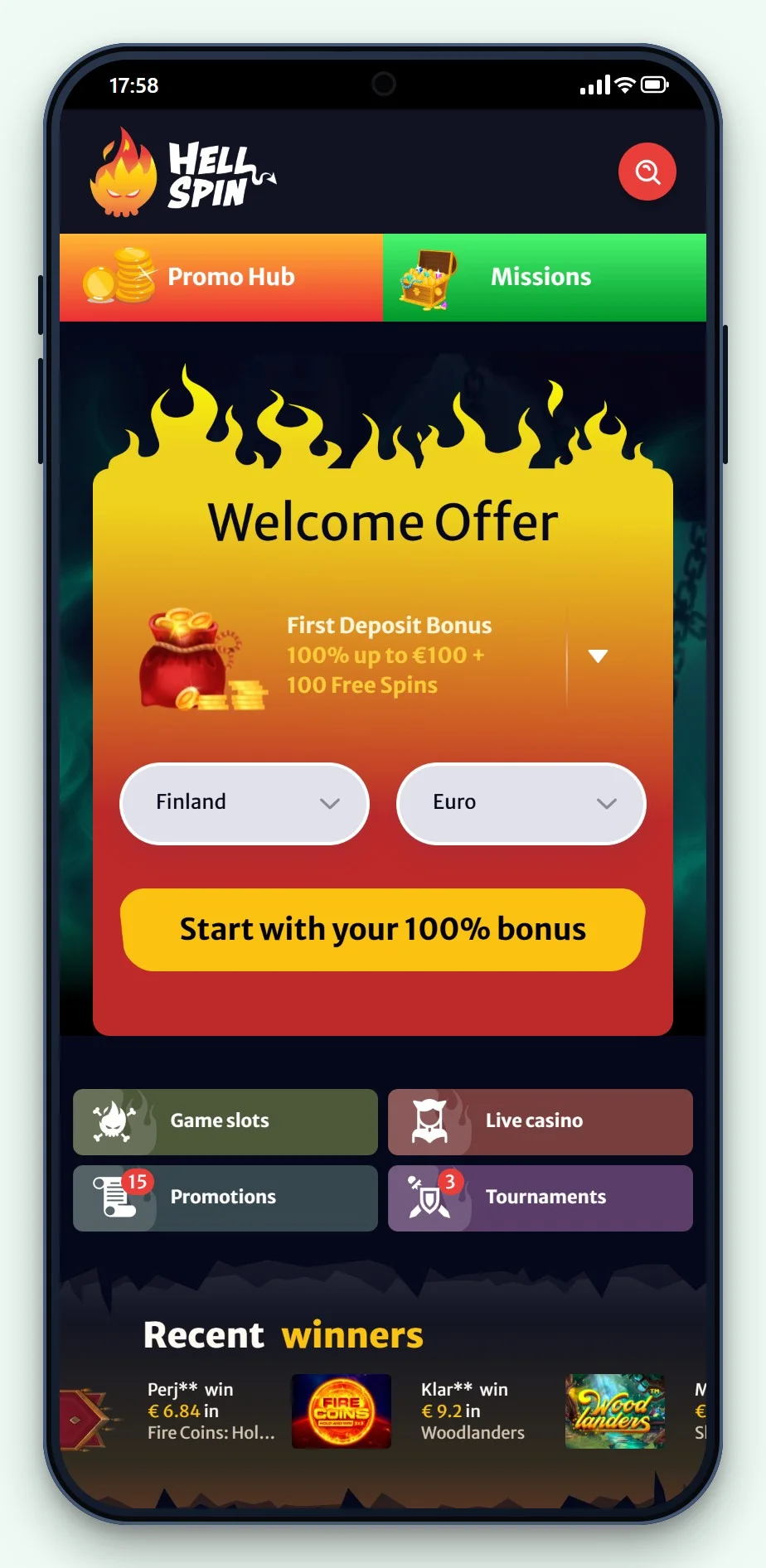 astropay kasinot: HellSpin mobiiliversio, aula
