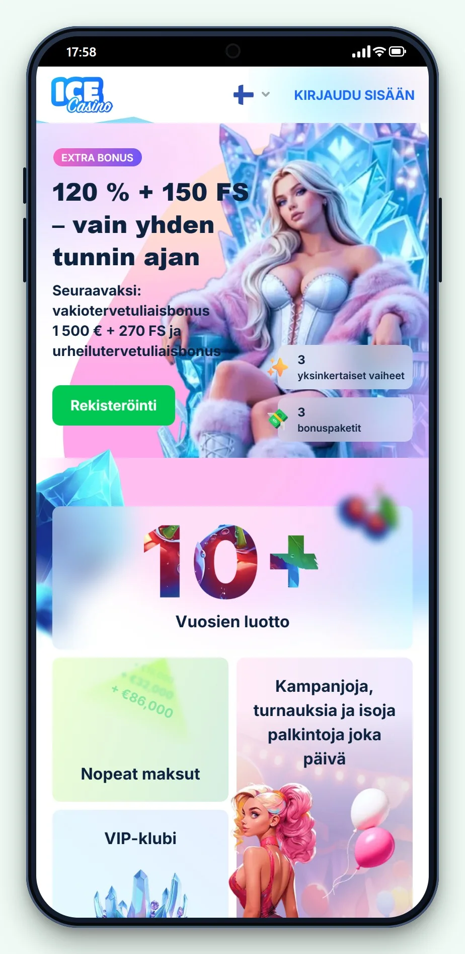 parhaat astropay kasinot: ICE Casino mobiiliversio, aula