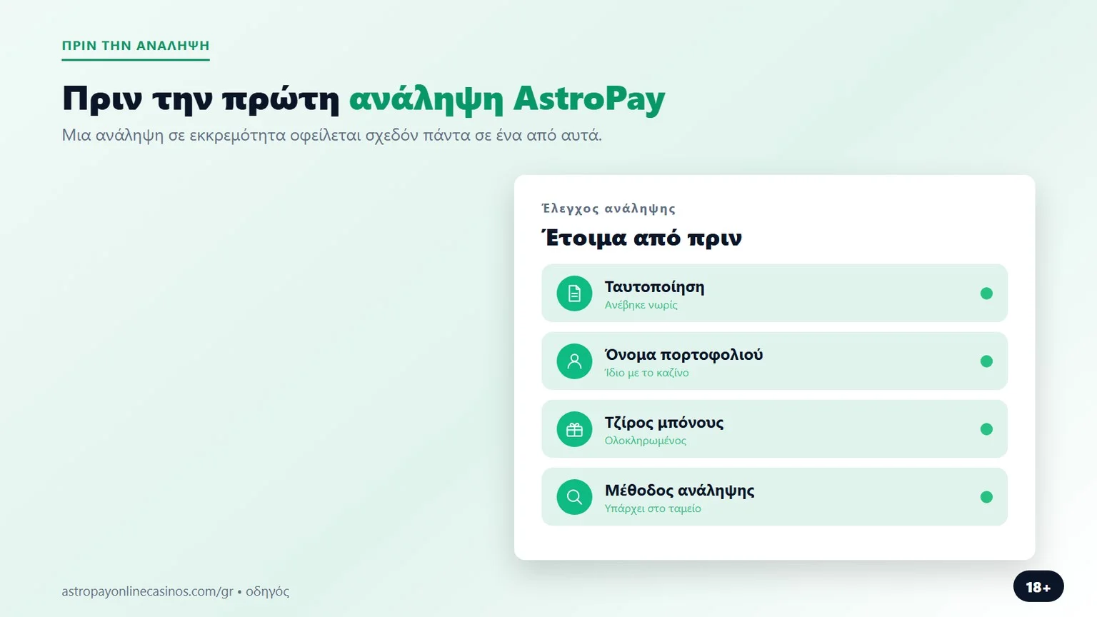 astropay καζίνο: έλεγχος πριν την πρώτη ανάληψη κερδών