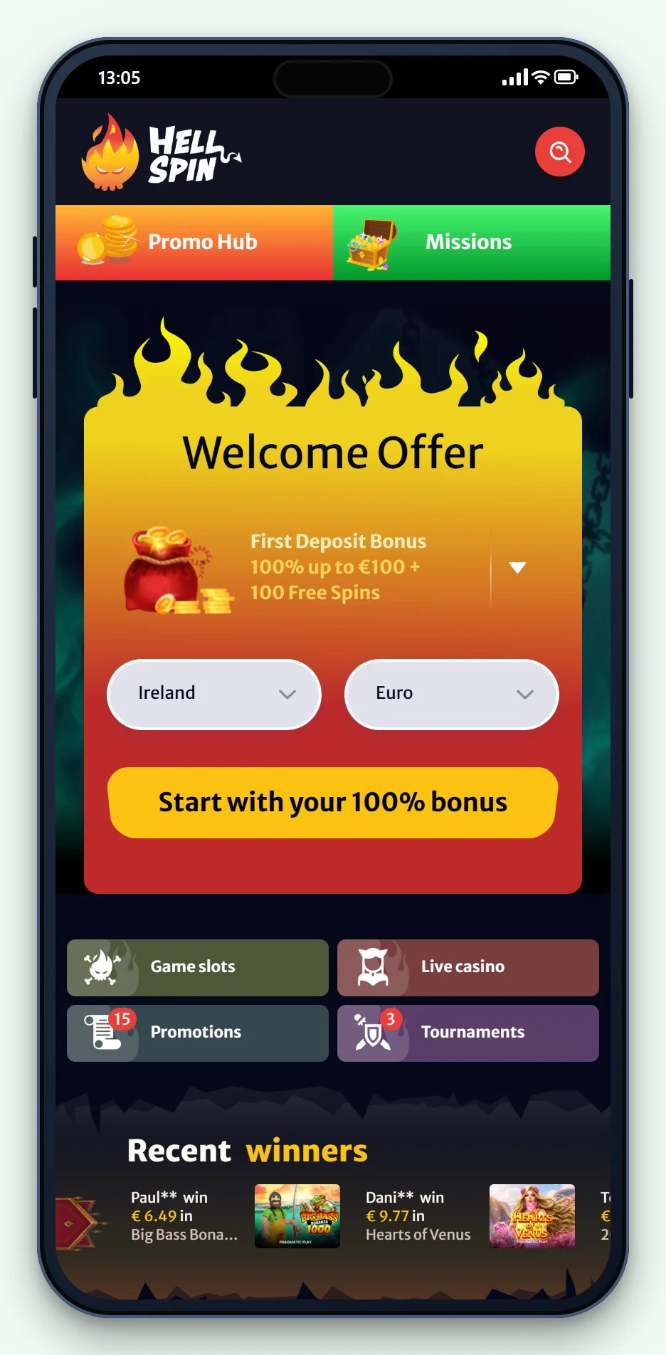 AstroPay casinos: HellSpin mobile site, the lobby