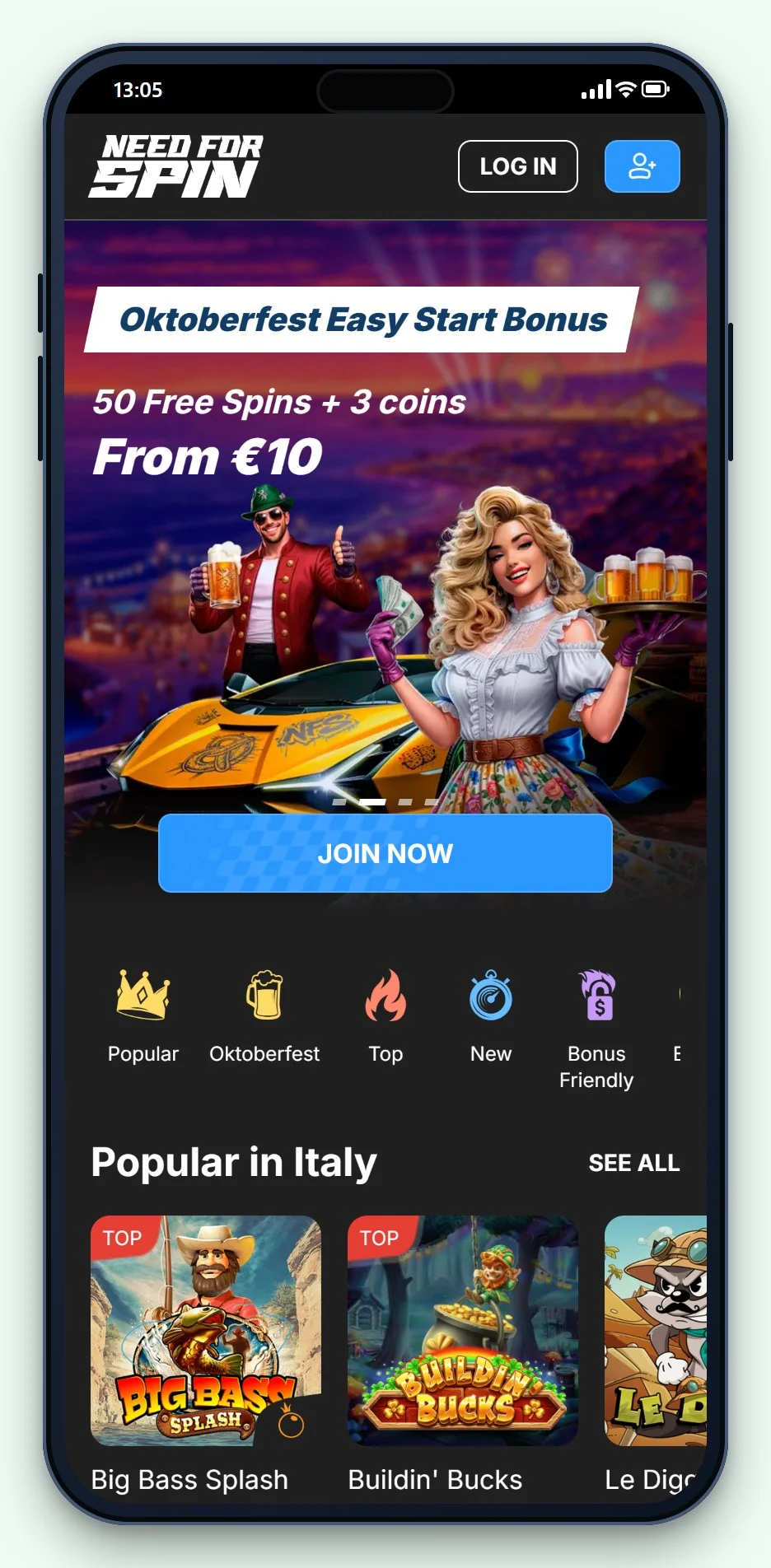 best AstroPay casinos: Needforspin Casino on a phone