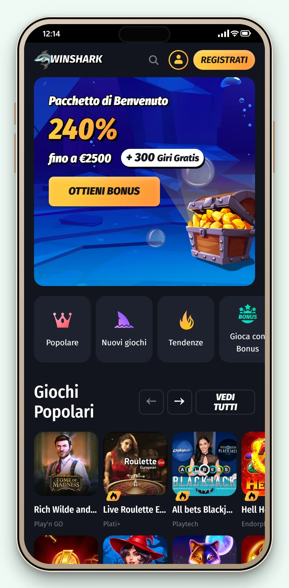 casino non aams che accettano astropay: WinShark da smartphone