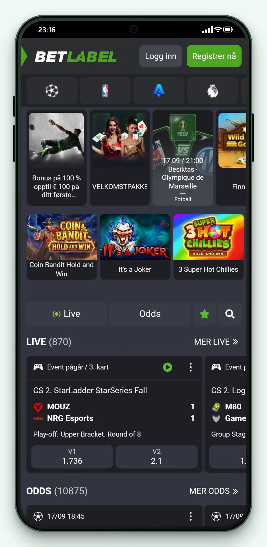 AstroPay casino Norge: BetLabel på mobilen