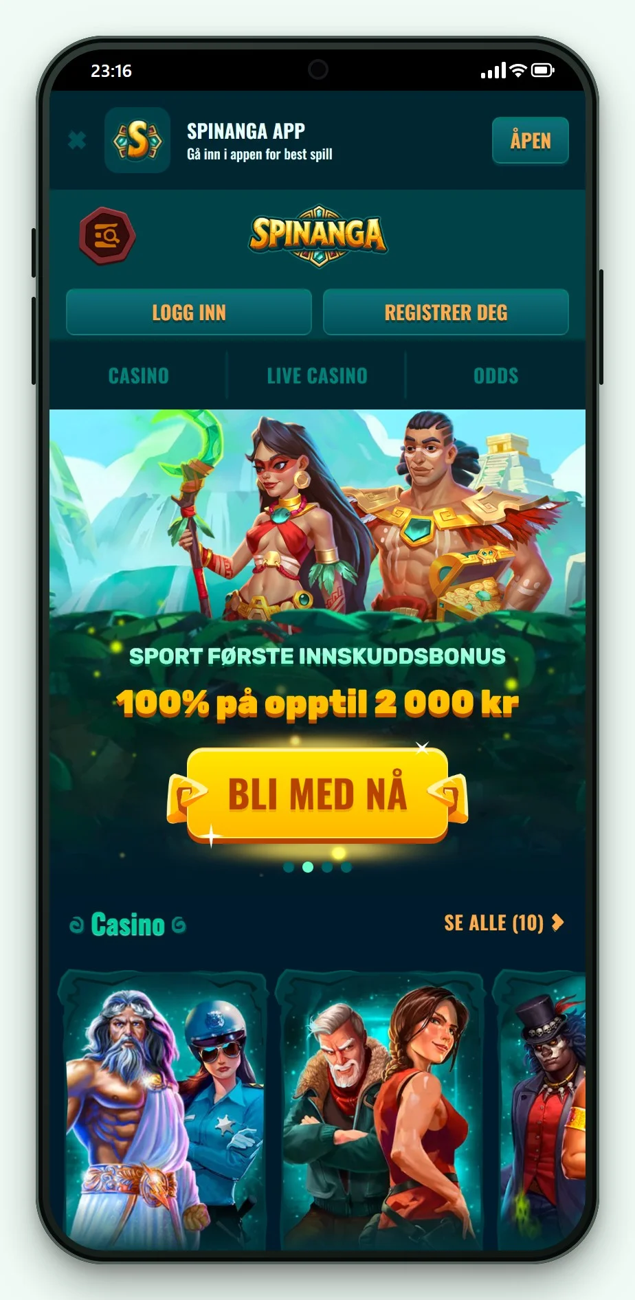 AstroPay på casino: Spinanga mobilversjon, lobbyen