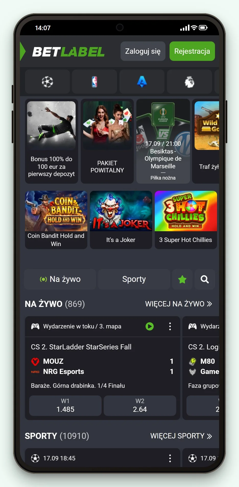 kasyna online astropay: BetLabel wersja mobilna, lobby